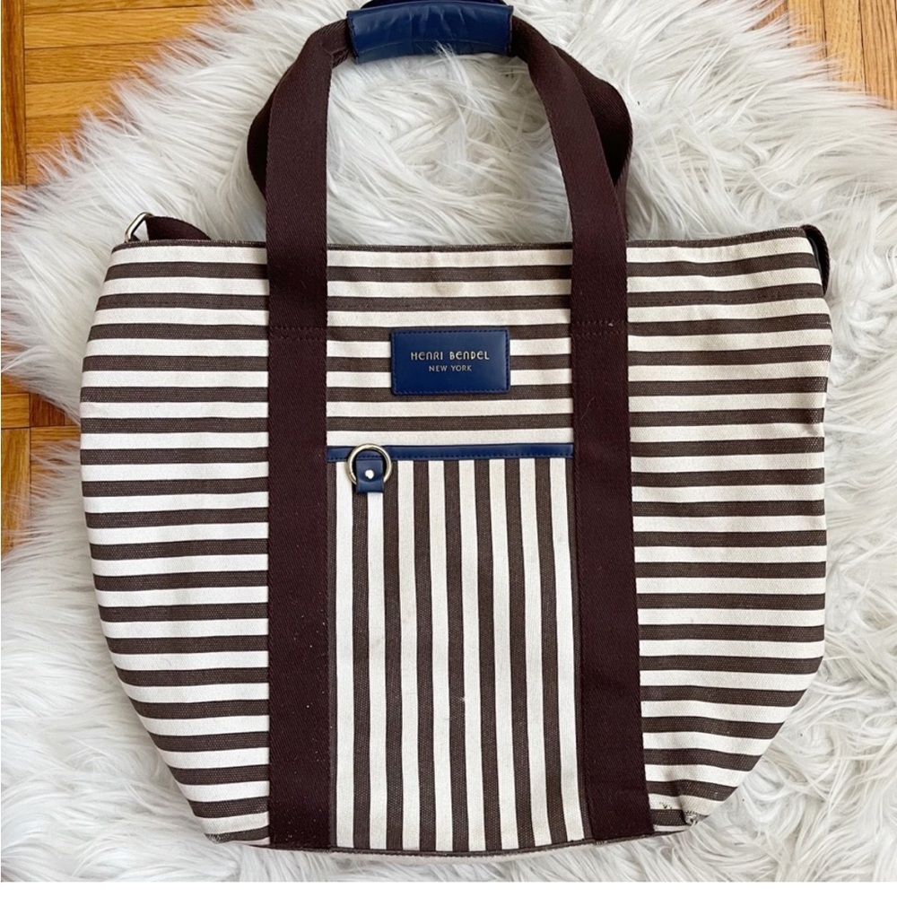 HENRI BENDEL Classic brown and white stripe tote